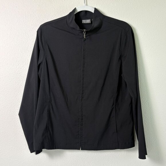 Additions by Chicos Jacket Size M 1 Black Full Zip Pockets Long Sleeve Stretch - Picture 1 of 10